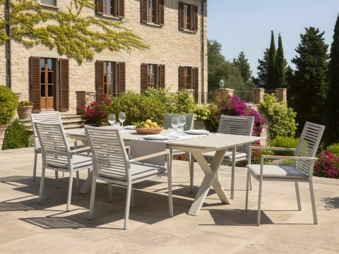 Zebra Levare Tisch 240-300x100x74cm light taupe