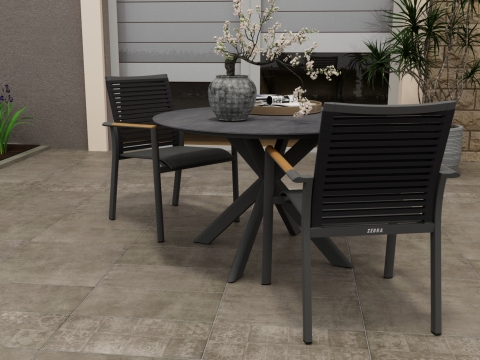 Zebra Mantis Tisch 120x120x74cm graphite