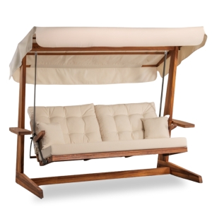 Pemode Hollywoodschaukel Sia 2400 Beige - Iroko-Holz B:235 x T:134 x H:195 cm