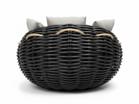 Apple Bee Cocoon Lounge Chair Black wash 130x130x92cm