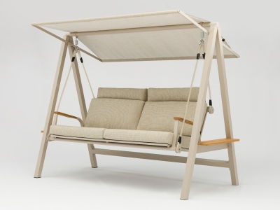 Hollywoodschaukel Zebra Aluminium Deluxe Light taupe inkl. Polster 251 cm x 140 cm x 183 cm