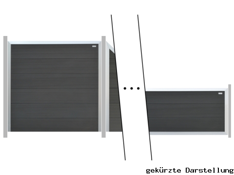 4,82m Elephant Forte WPC anthrazit-Rahmen Alu Zaunreihe- ME62229