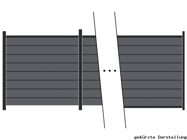 5,56m Steckzaun WPC-Alu Modular Steingrau/Anthrazit - ME64995